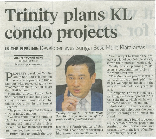 Trinity plans KL condo projects