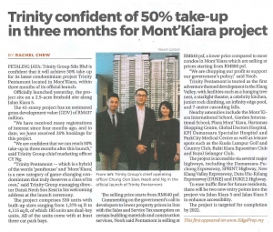 TRINITY CONFIDENT OF 50% TAKE-UP IN THREE MONTHS FOR MONT&#039;KIARA PROJECT